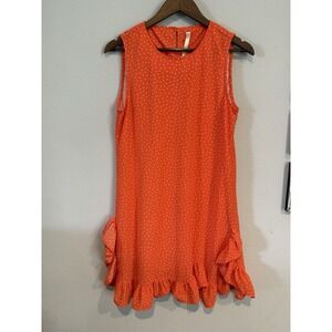 NWOt Uncle Frank Size Small Sleeveless Polka Dot Ruffle Hem Mini‎ Dress Orange